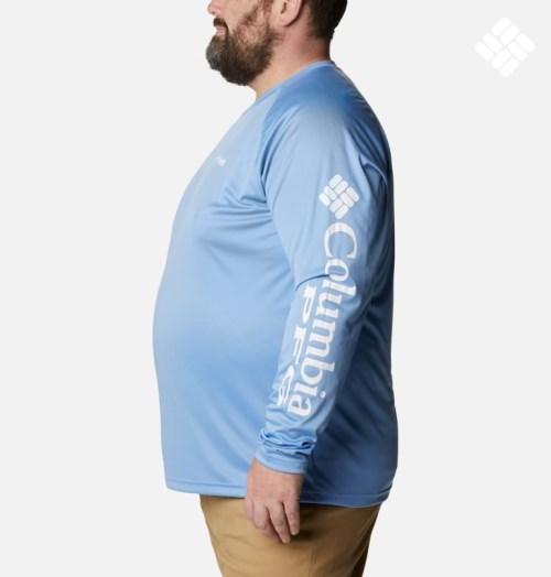 Men's Columbia PFG Terminal Tackle Long Sleeve Sweatshirts Blue | Plus Size CA-S5L81
